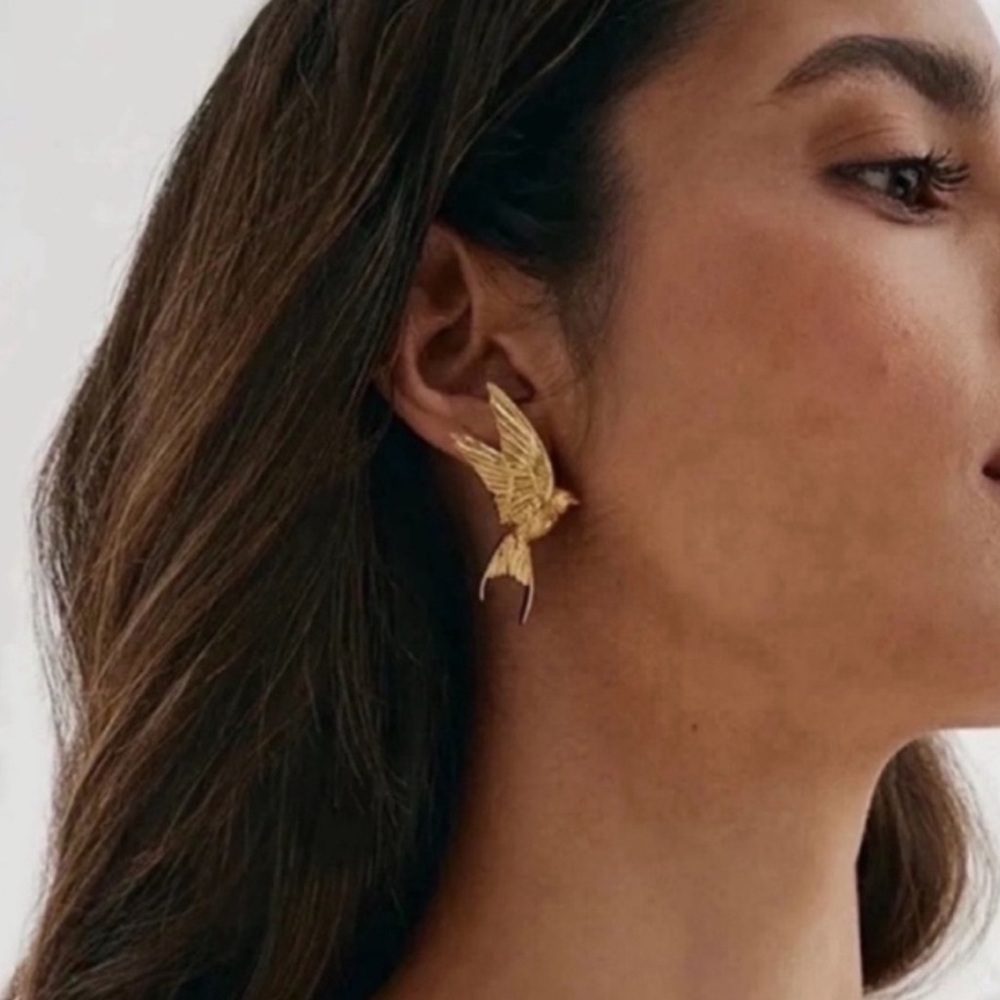 Sparrow Bird 18K Gold Stainless Steel Earrings